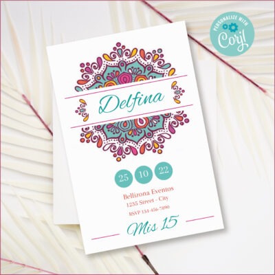 Editable Mandala Birthday Invitation