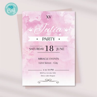 Watercolor Moder Birthday 15 Invitation