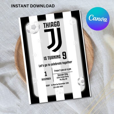 Editable Digital Invitation Juventus